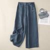 High Waist Cotton Casual Pants Retro Artistic Summer Wide Leg Pants Women Elastic Loose Straight Women's Pants