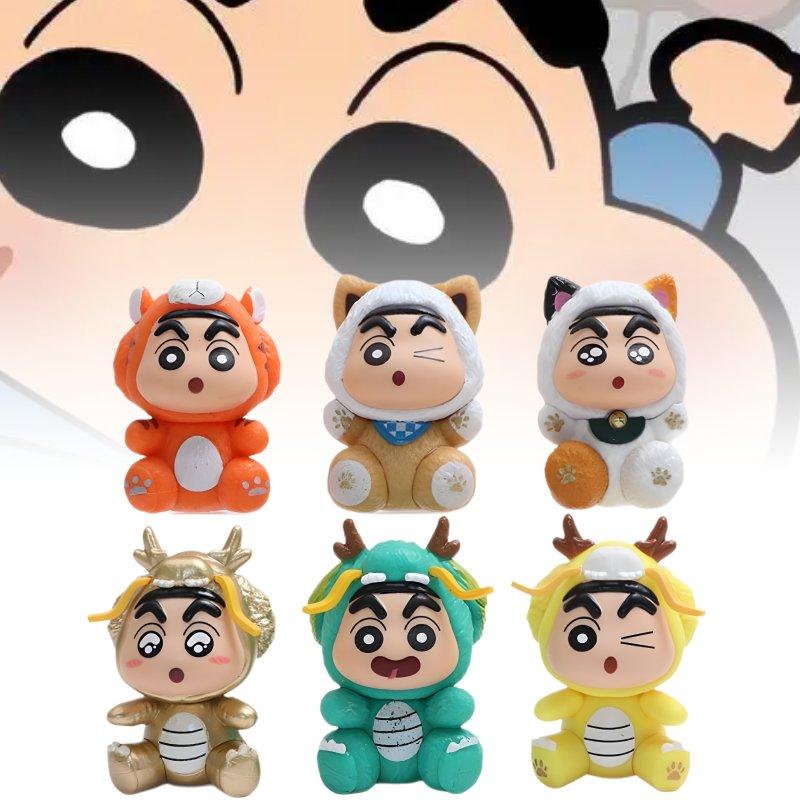 Shin Crayon 6pcs Chan Toy Doll Pvc Model Desktop Decoration Ornament Gifts Child