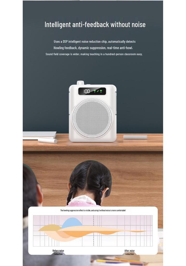 Little Bee Wireless Portable Megaphone with Anti-Howling Lapel Clip Mic for Teachers and Tour Guides