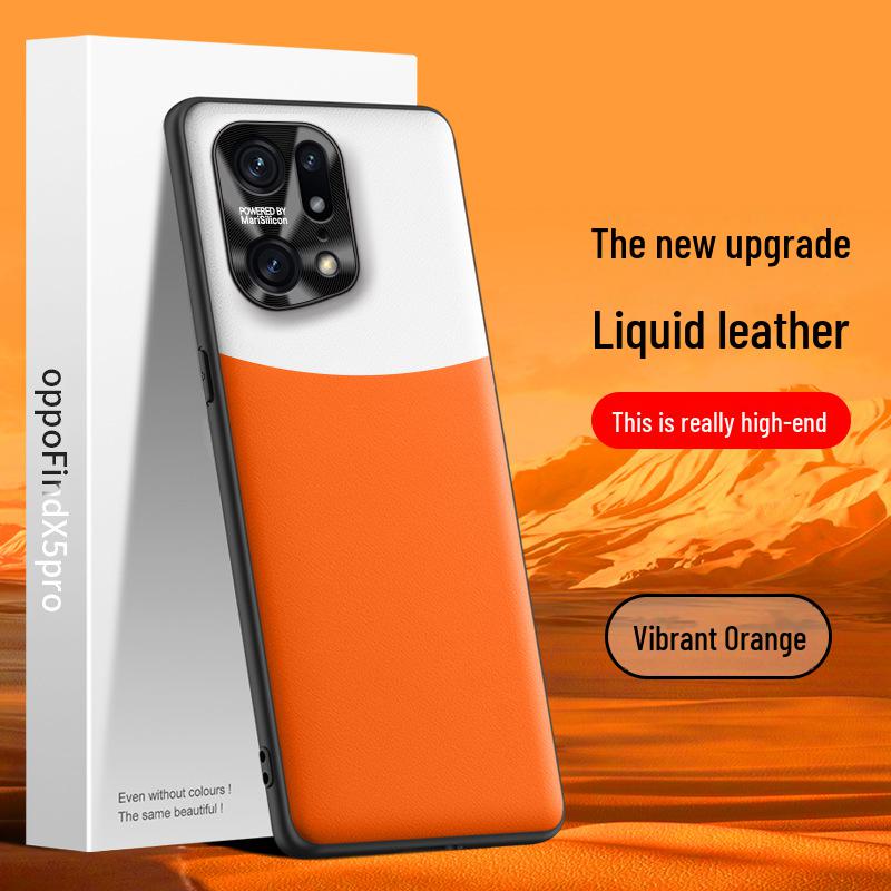 Защитный чехол из жидкой кожи для Oppo Find X5 Pro, защита от падений, цельная поставка.