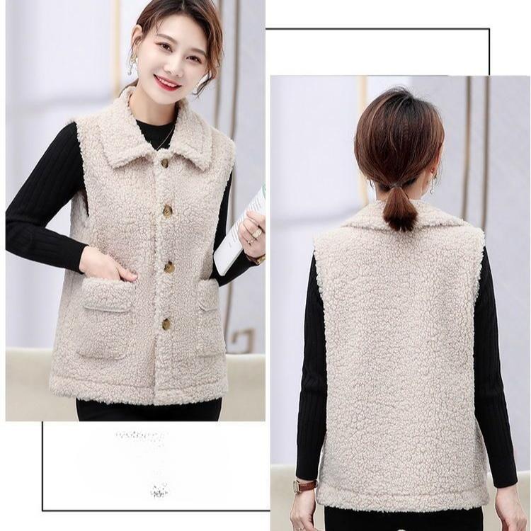 Cardigan Women Woolen Thicken Waistcoats Spring Autumn V Neck Loose Insert Velvet Vests Student Top Sleeveless Coat
