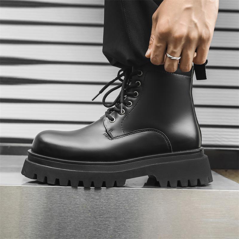 Thick-soled six-hole short tube heightening low-top Martin boots men's versatile retro British spring and autumn ins single boots 70044-J