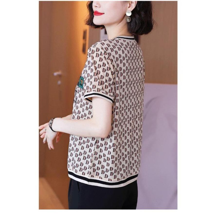 YYFS Женские модные повседневные летние весенние блузки и рубашки с круглым вырезом с короткими рукавами