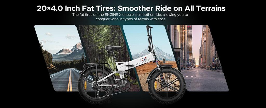 ENGWE folding electric bicycle, 48V 13Ah battery, 20-inch tires, 250W motor, range up to 120 kilometers.ENGINE X