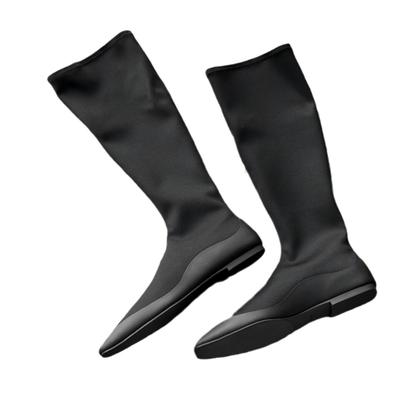 Мода 2024 Мода Ботинки на толстой подошве Осень Зима Новая кожаная обувь Женские Рыцарские Высокие Сапоги Женские Классические Эластичные Сапоги с Длинным Голенищем