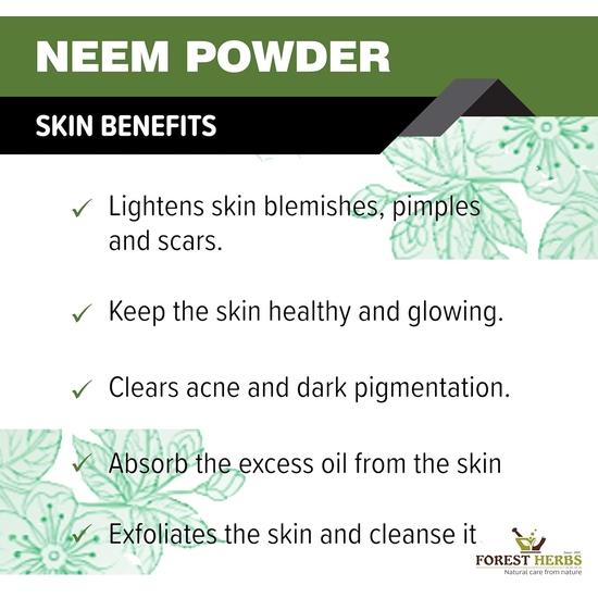 The Forest Herbs Natural Care From Nature 100% Pure Neem Leaves Powder 200 Grams (Sun Dried & Stemless) for Face, Skin, Hair Growth Pack