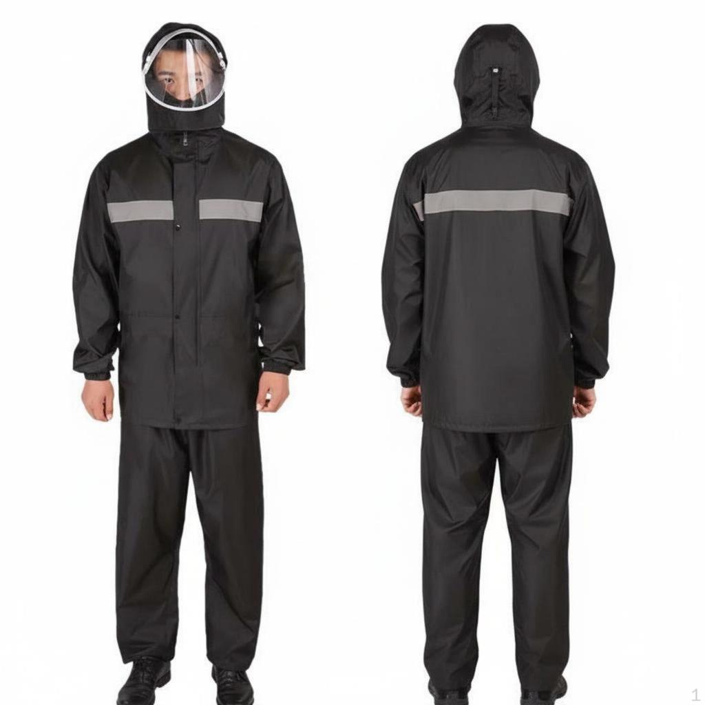 Motorcycle Rain Suit High Visibility 2Piece Windproof Waterproof Jacket and