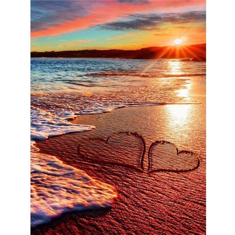 Алмазная картина «Закат на берегу моря» Картина со стразами Алмазная вышивка Полный квадратный комплект бусин Алмазная мозаика Home Dec