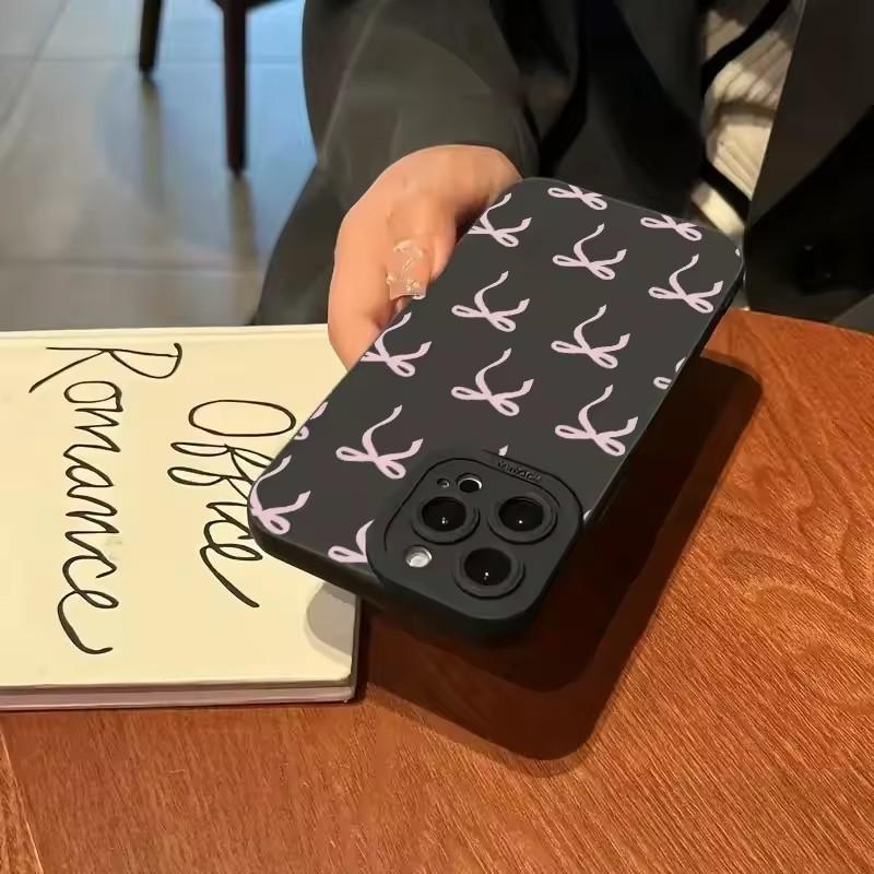 Чехол для iPhone 16 15 14 Pro Max 13 12 11 с принтом розового банта, чехол для телефона для iPhone XS Max X XR 7 8 16 Plus SE 2022, силиконовые Fundas