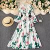 Spring Autumn 2025 Bohemian Floral Party Long Dress Female O-Neck Puff Long Sleeve Elegant Printed Maxi Vestidos New Fashion