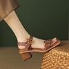 Мода 2025 Лето Новые Сандалии Женская Обувь Открытый Носок Массивный Каблук Сандалии Высокий Каблук Сандалии для Женщин Ручной Работы Натуральная Кожа Сандалии