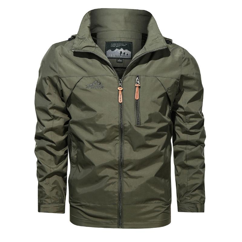Spring and Autumn New Men's Sports Jacket Solid Color Casual Windproof Waterproof Jacket Large Size Jacket Men's Clothing
