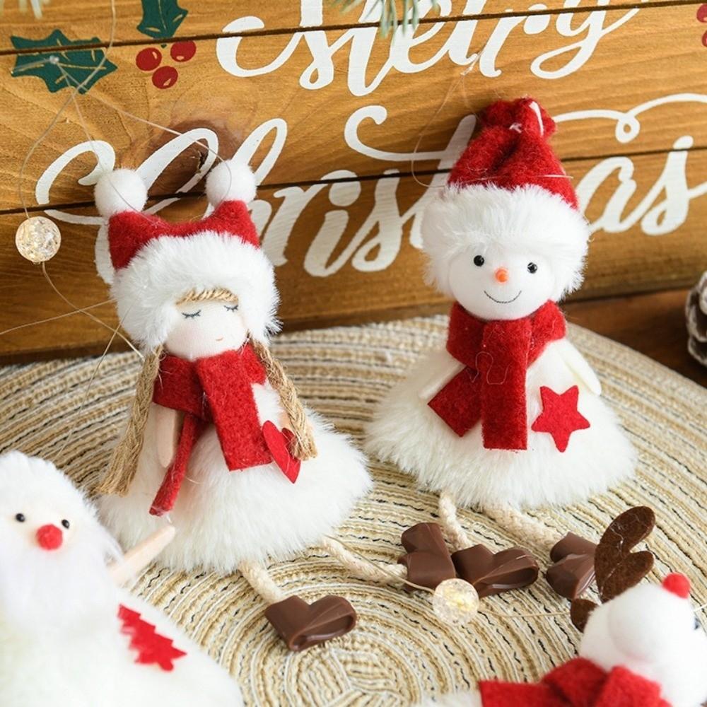 Angel Doll Hanging Plush Ornament Snowman Pattern Christmas Hanging Doll Christmas Tree Decor
