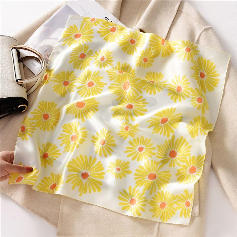 53x53cm 100% Mulberry Silk Scarf Luxury Square Hair Bandana Elegant Head Wrap Neckerchief Sunscreen Shawl for Women