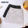 Women Short Skirts Office Ladies Mid-long High Waist Business Plaid Elegant Bag Hip One Step Skirt Female Faldas