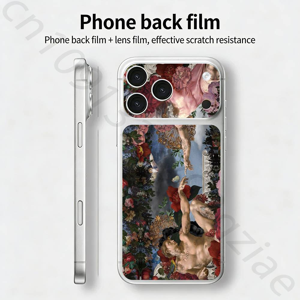 Цветы Красной Розы Для iPhone 17 pro Max /17 pro Полное Покрытие Наклейка Кожаная Обмотка 3D Цветная Задняя Защитная Пленка-Наклейка