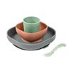 BEABA, Coffret Repas Bébé, Silicone, 4 Pièces, Mineral