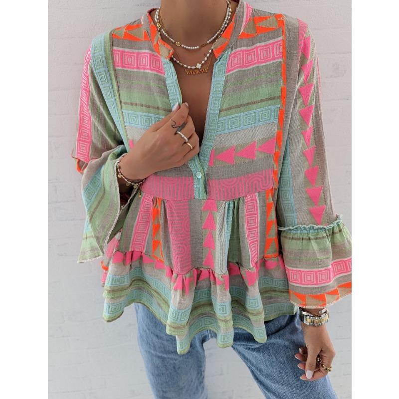 Женская новая осенняя рубашка с длинными рукавами и принтом Slim Positioning