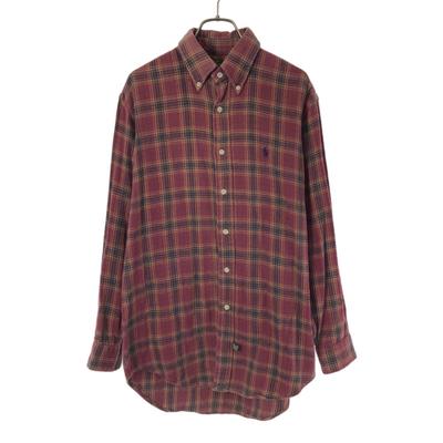 POLO COUNTRY RALPH LAUREN 90-е годы Клетчатый узор вышивка логотипа Рубашка с длинным рукавом на пуговицах Мужская Б/У
