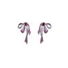 2026 Роскошные серьги-гвоздики с цирконами и бантом для женщин: Длинные серьги-гвоздики из серебра S925