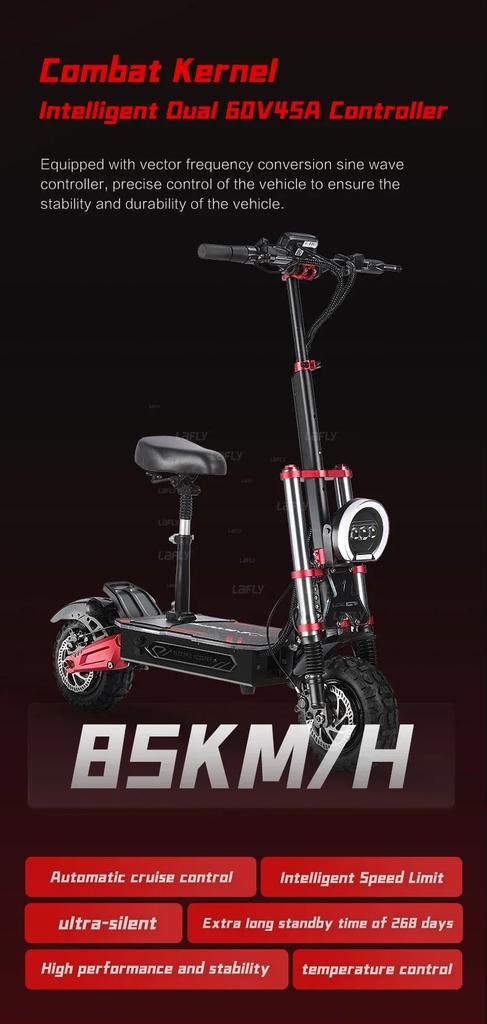 EU 2025 S5-11 38Ah 6000W 60V 38AH Max Speed 95km/h Oil Brake 11Inch Electric Scooter 100Km Range NFC Key Connectable Application
