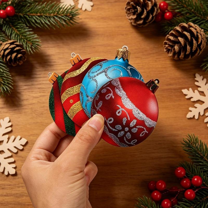 2D Christmas Ball Pendants Kits Wooden Snowflake Elk Xmas Tree Hanging Ornaments DIY Home New Year Party Decoration Supplies