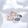 Oval Geometric Prong Inlay Colorful Zircon Simple Dangle Earrings for Women Party Daily Jewelry