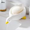 1Pc Self Draining Duck-Shaped Soap Dish with Waterfall Design Convenient for Cleaning and Storage, Bathroom Accessory, Soap Dis