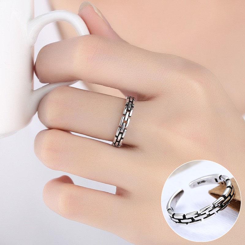Women's Wide Band Geometric Frosted Matte Open Ring, S925 Silver Plated Creative Index Finger Design
