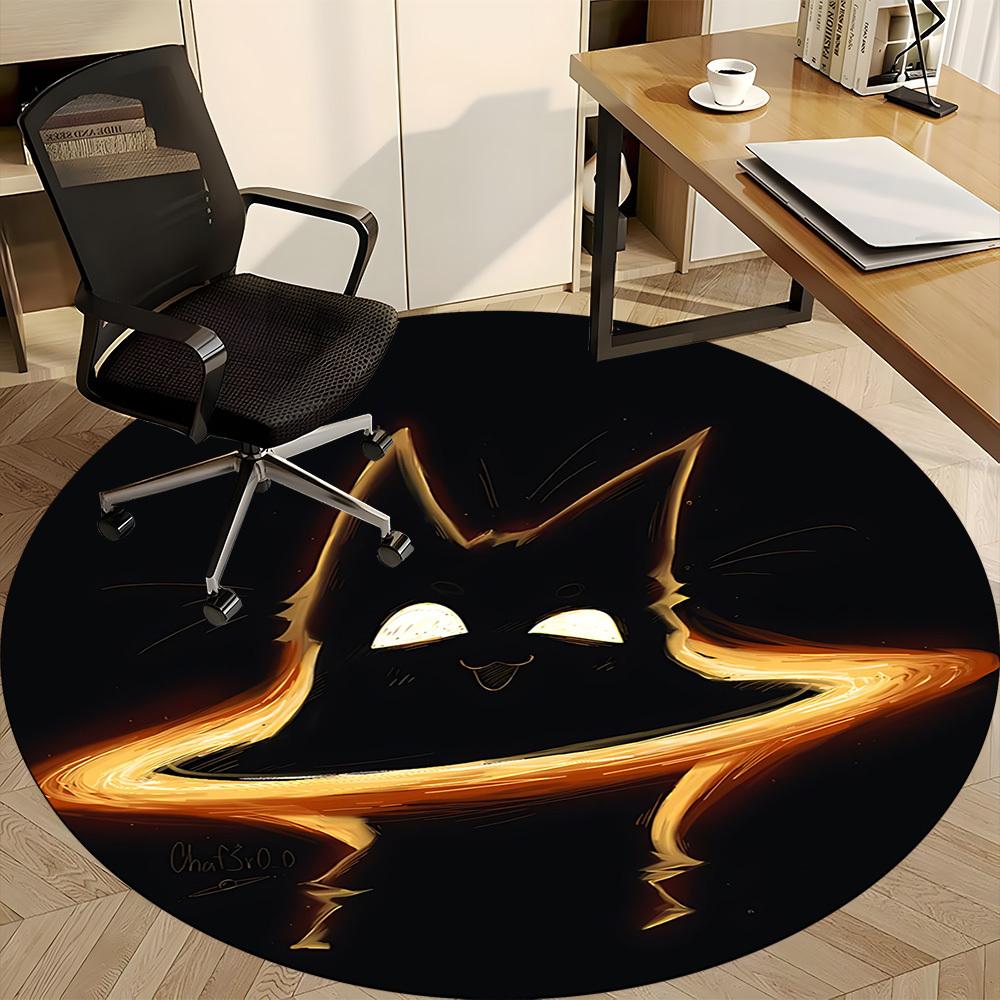 1pc FlameKitty Office Round Area Rug,  Mat Suitable For Office, Under Office Chairs Bedroom Living Room Home Decor, Room Deco