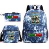 Tongtongsahur Cartoon Primary School Students Backpack Three-piece Set Abstract Foreign Shanhaijing Children's Schoolbag L