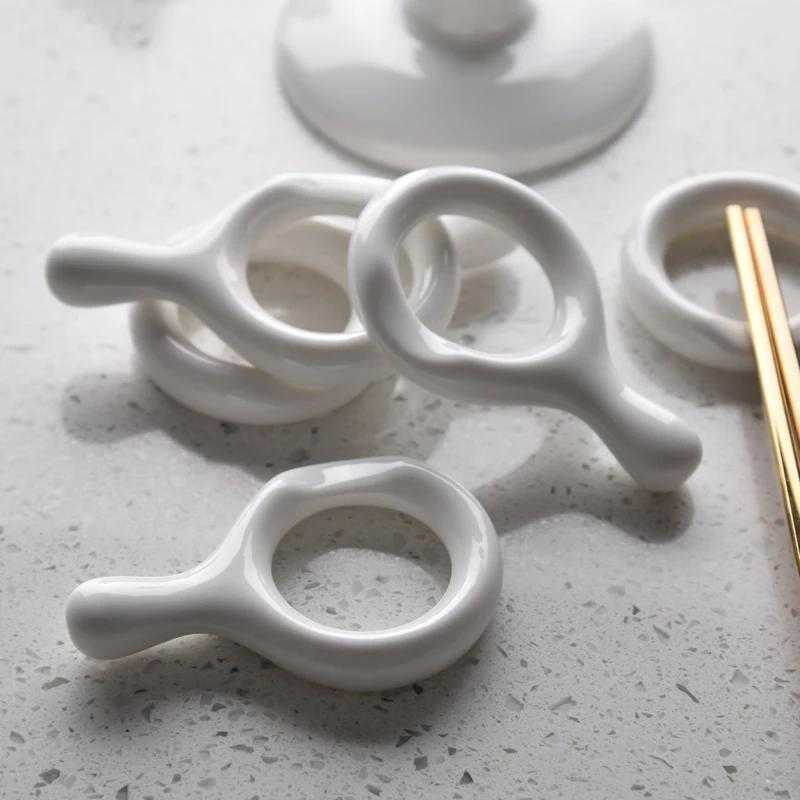 Ceramic Japanese Style 5 Layer Spoon Holder Household Chopsticks Rest Ceramic Chopsticks Pillow Spoon Holder For Home Tableware