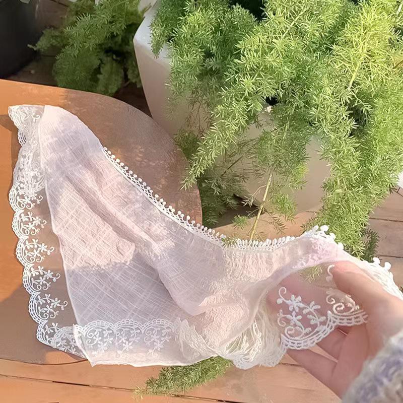 Дышащий летний кружевной треугольный шарф: Солнцезащитная повязка на голову премиум-класса и универсальная шелковая резинка для волос для женщин