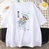 Swimming Colorful Jellyfish Print Women's Japan Harajuku Top Vintage Women's Cotton Harajuku Aesthetic Street High Class T-Shirt
