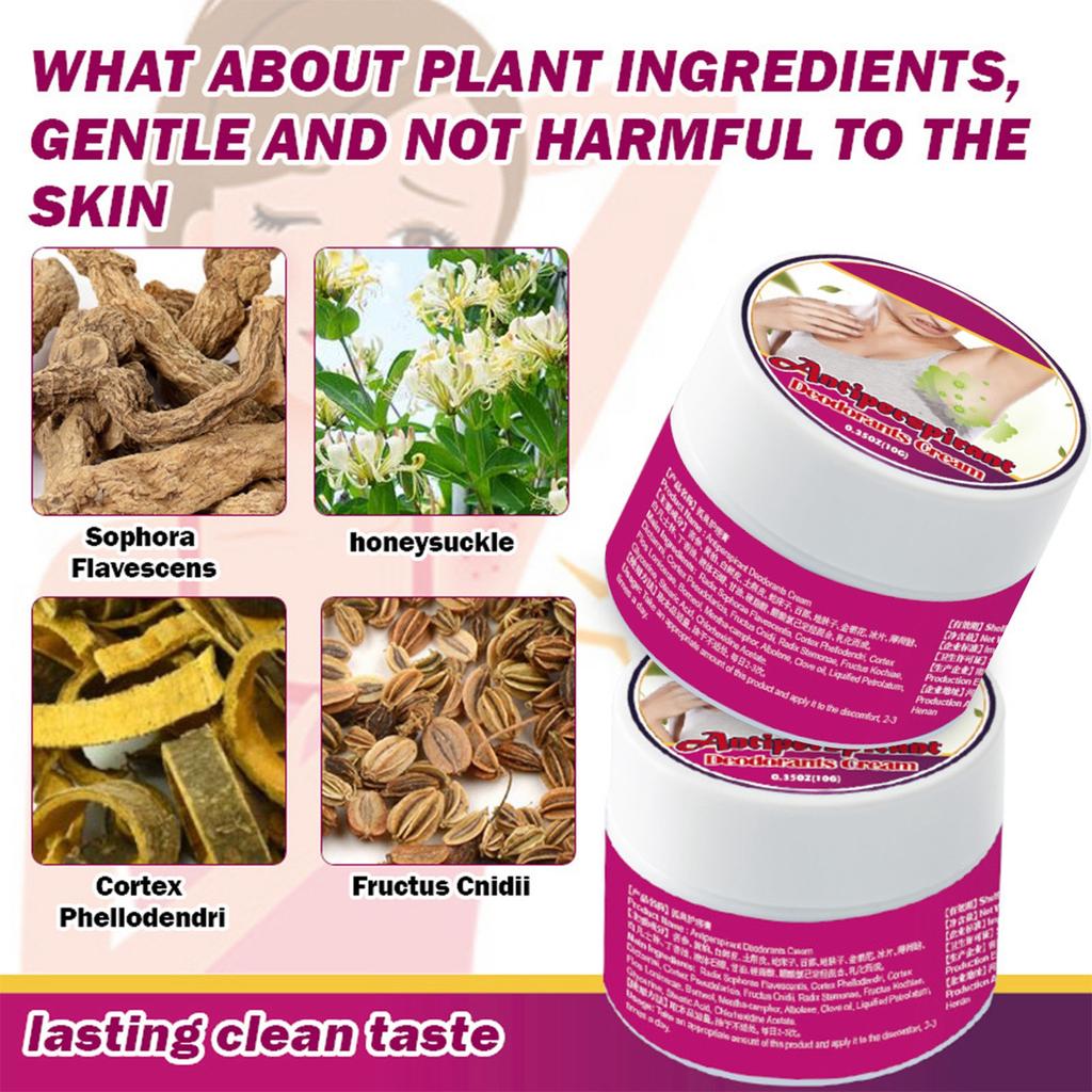 Herbal Body Odor Cream Sweat Odor Care Cream Plant Refreshing Cream