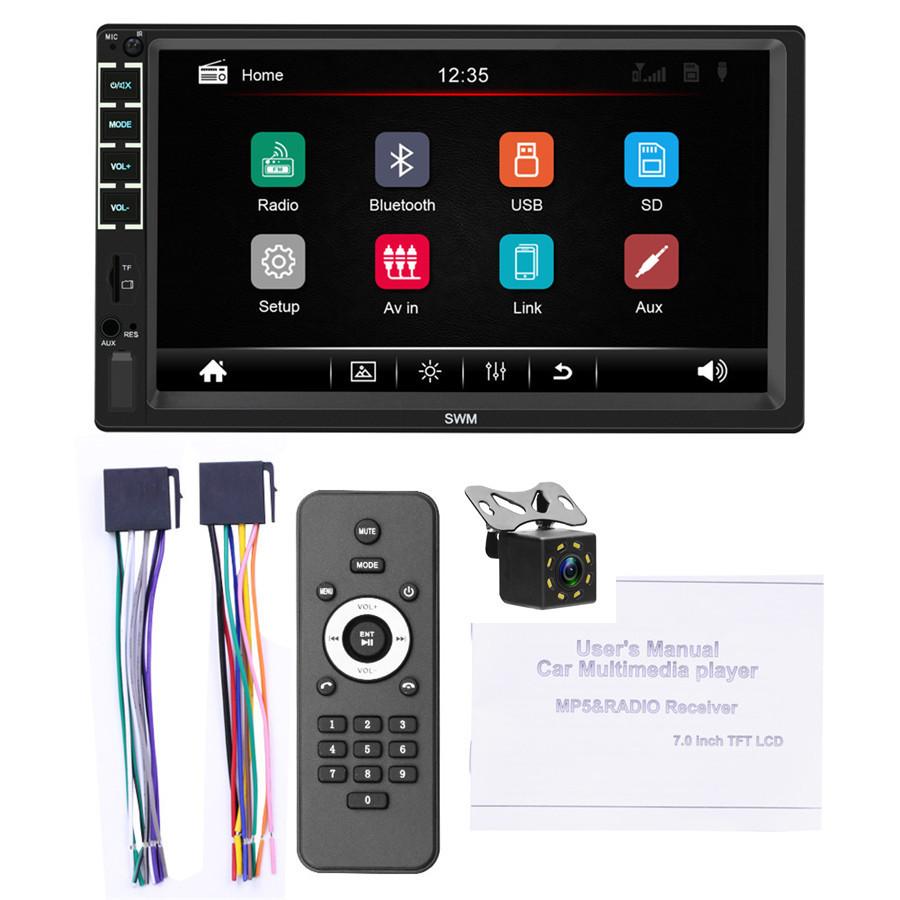 7" HD Car Multimedia Player 2DIN Touch Screen Auto Stereo MP5 Bluetooth USB TF FM Player Support 8LED Rear Camera for Apple XR Interconnection