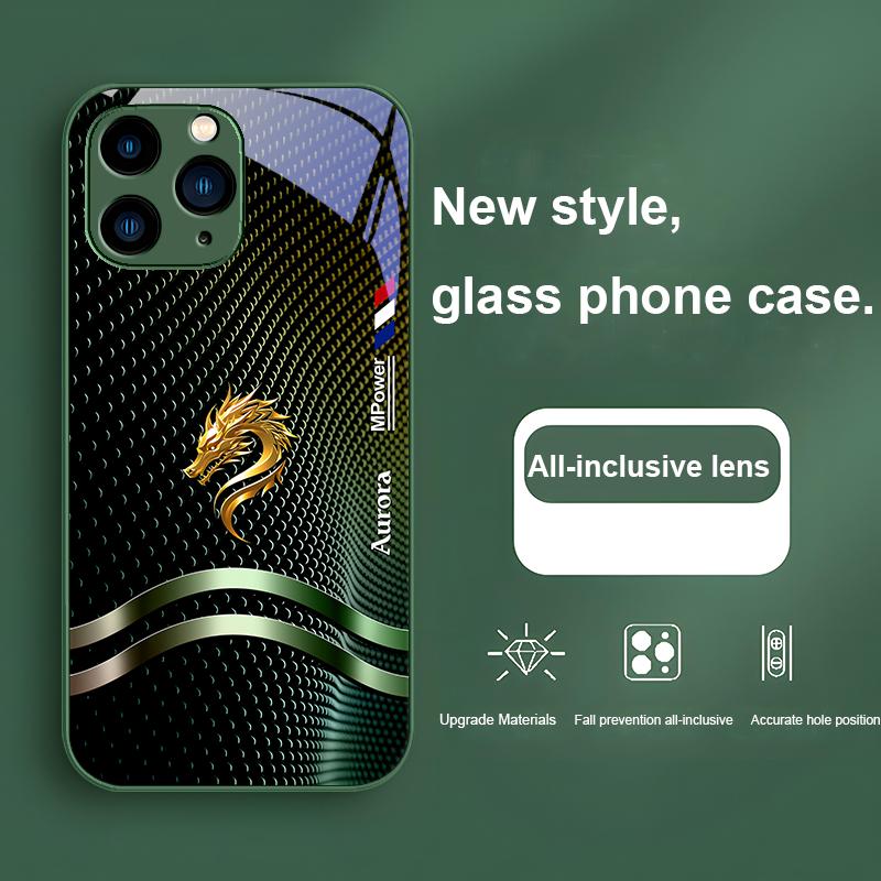Платиновый Свет Китайский Золотой Дракон Для Iphone 15 14 13 12 11 Pro Max XS XR 7 8 Plus 2020 2022 SE Закаленное Стекло Чехол для Телефона