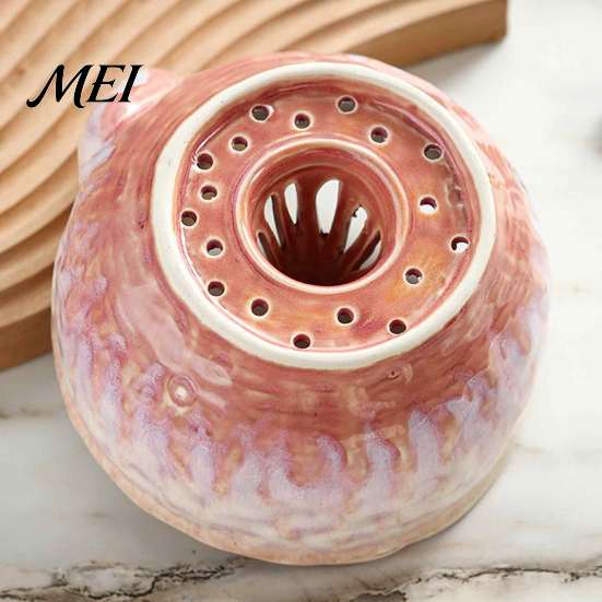 Kitchen Prep Strainer Ceramic Berry Swirl Washing Bowl, Self Spinning Fruit Colander Rotating with Drain Holes, Tool for Strawberries Grapes Cleaning