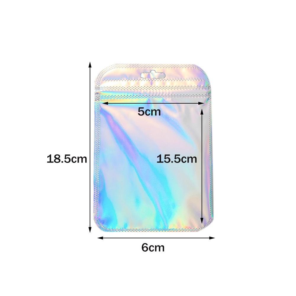 50 шт. голографический лазерный прозрачный пластиковый мешок для ювелирных изделий на молнии для хранения бусин в подарок для малого бизнеса упаковочные материалы