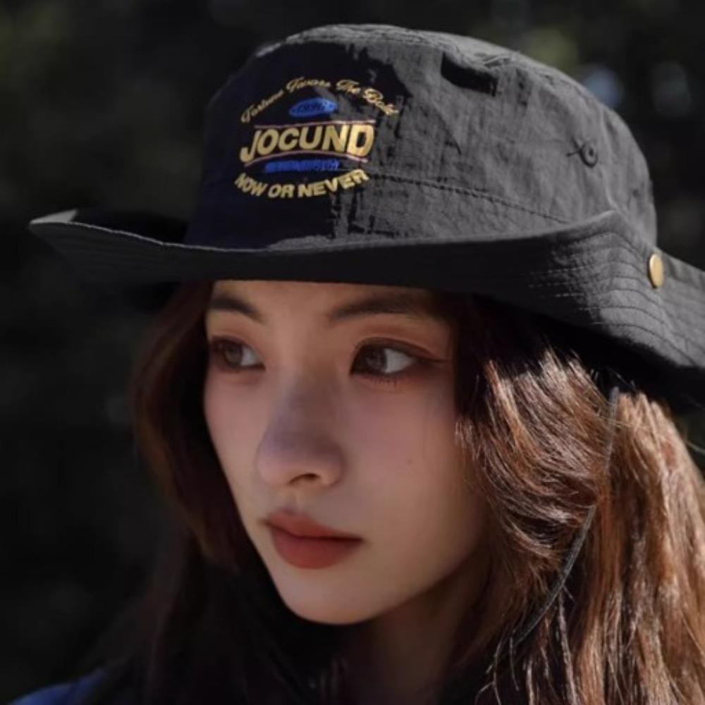 Quick-dry Folding Bucket Hat Nylon Letter Printed Sun Hat Simple Portable Hiking Cap Sports