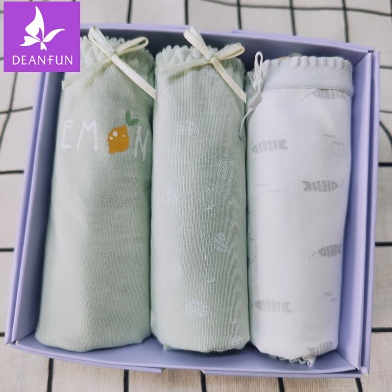 Deanfun Women's Pure Cotton Playful Print Antibacterial Mid-Rise Briefs (3-Pack Gift Set)