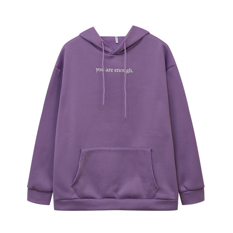 2023 Women's Fleece-Lined Hoodie with Letter Print & Kangaroo Pocket