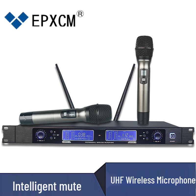 Беспроводная UHF-система с двумя микрофонами для дома, сцены и KTV Аудиооборудование