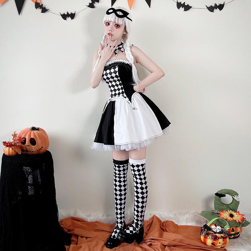 Joker Costume Polyester Black and White M/L/XL Halloween Cosplay
