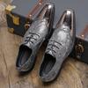 New Men Fashion Block Shoes Silver Gold Luxury Gold Lace Leather Shoes Personalized Pointed Business Dress Shoes Size 38-46