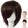 CaseEden Cosplay Wig, Short, 35cm, Heat-Resistant, Dark Brown, Includes 2 Wig Nets