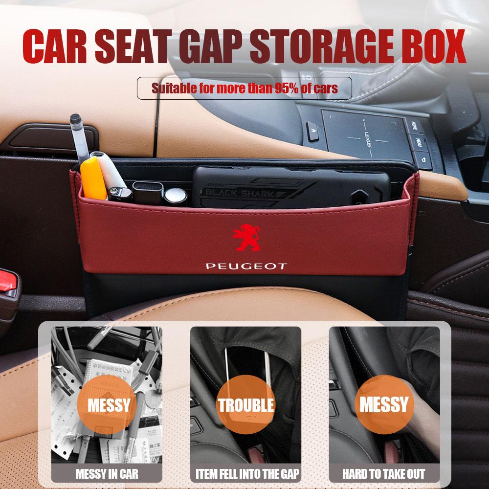 PU Leather Car Seat Gap Storage Box Center Console Organizer Holder For Peugeot 308 408 5008 208 3008 2008 206 307 207 107 key
