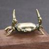 Creative Solid Brass Crab Small Statue Ornament Copper Handmade Antique Animal Mini Figurines Office Desk Decor Home Decorative