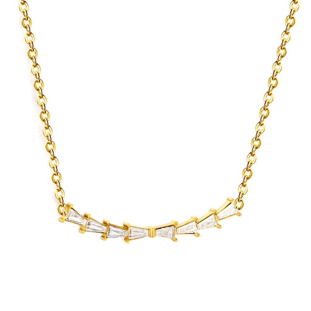 Waterproof 18K Gold Plated Stainless Steel CZ Cubic Zirconia Necklace Women Trendy Geometric Pendant Jewelry