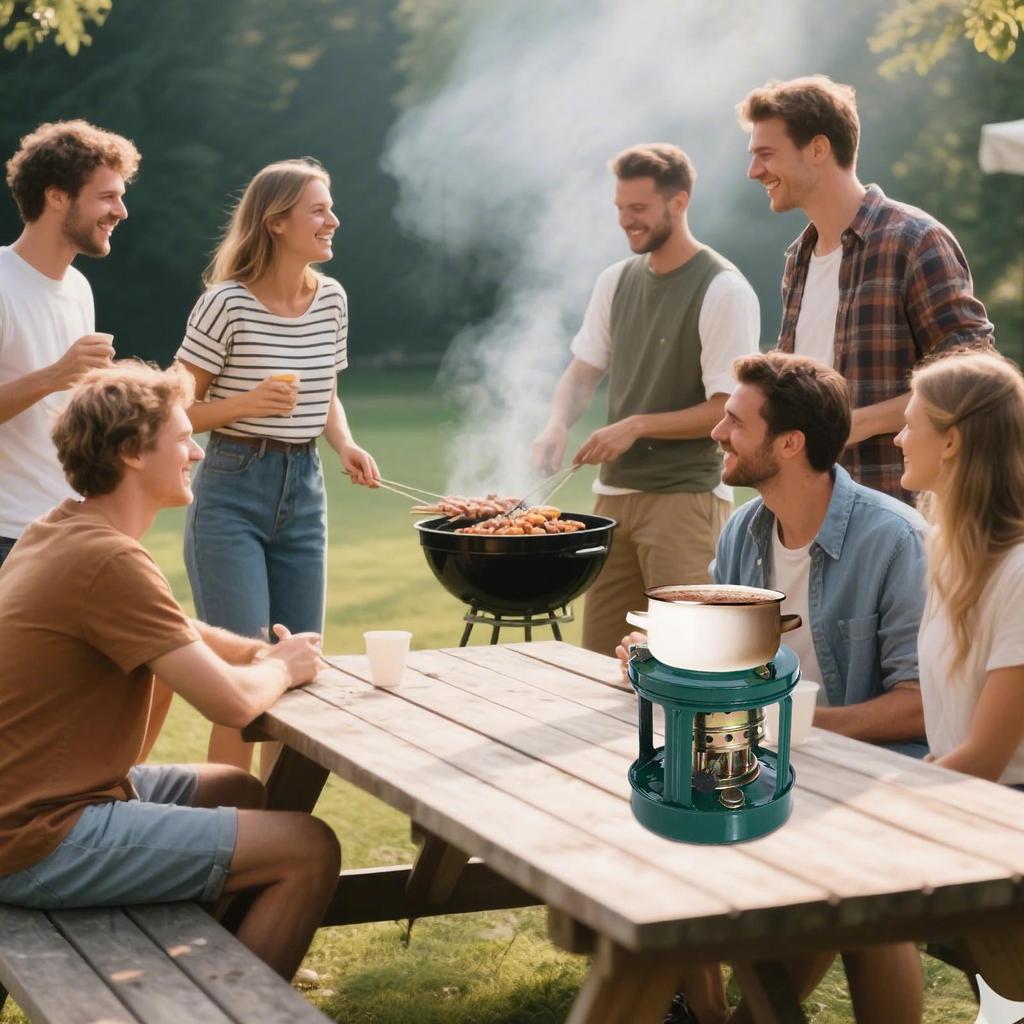 Походная плита BBQ Наружные и внутренние обогреватели Горелка Плита Посуда Для ветрозащитного приготовления Нагрев воды Наружный Пикник Туризм